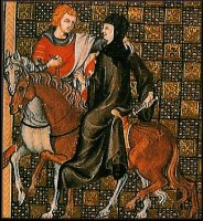 Die Entführung der Nonne, französisches Manuskript aus dem 14. Jahrhundert