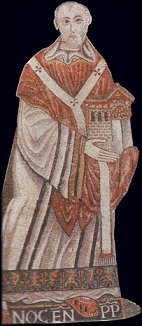 Papst Innozenz als Förderer der Kirche - zeitgenössisches Mosaik aus Santa Maria in Trastevere
